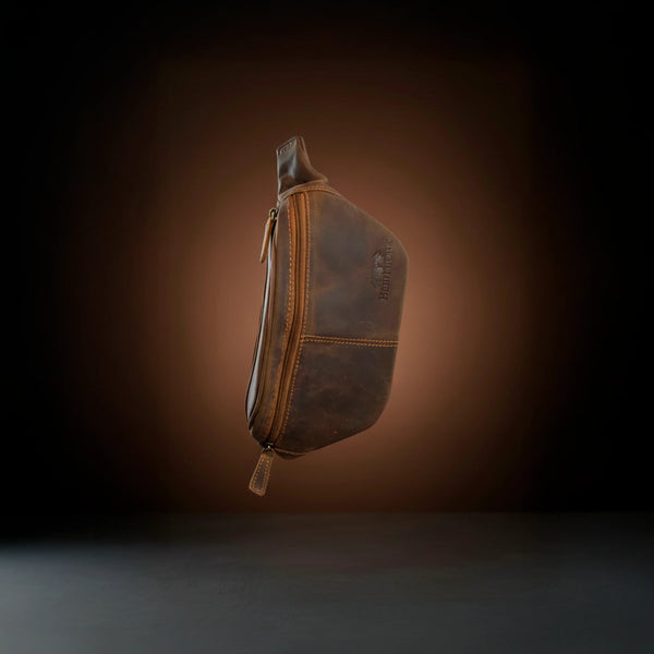 Personalized leather wallet and belt gift set for men, stylish brown leather with zipper