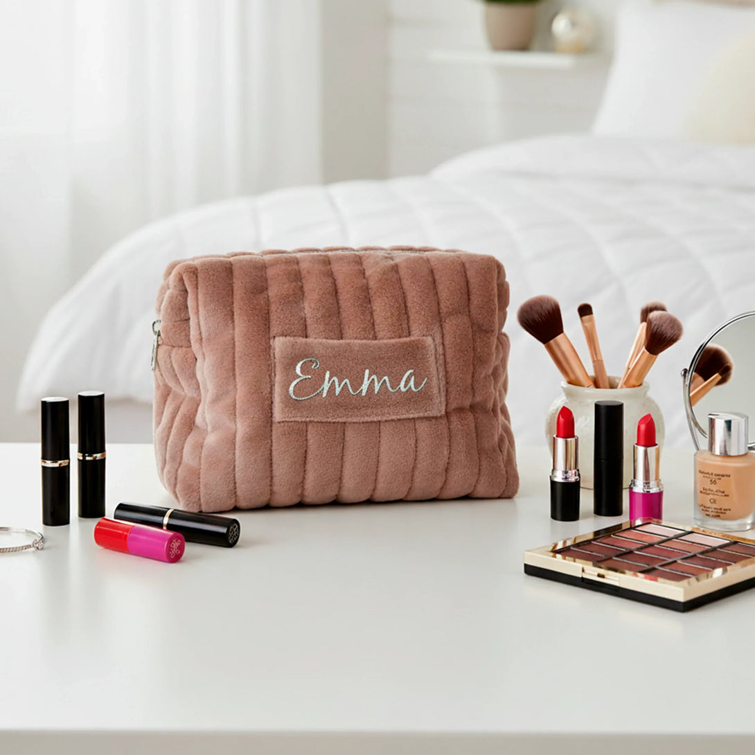 Personalized brown leather wallet and belt gift set for men with name Emma embossed