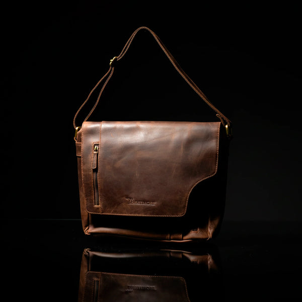 Men’s Leather Messenger Bag – Brown Nubuck Leather