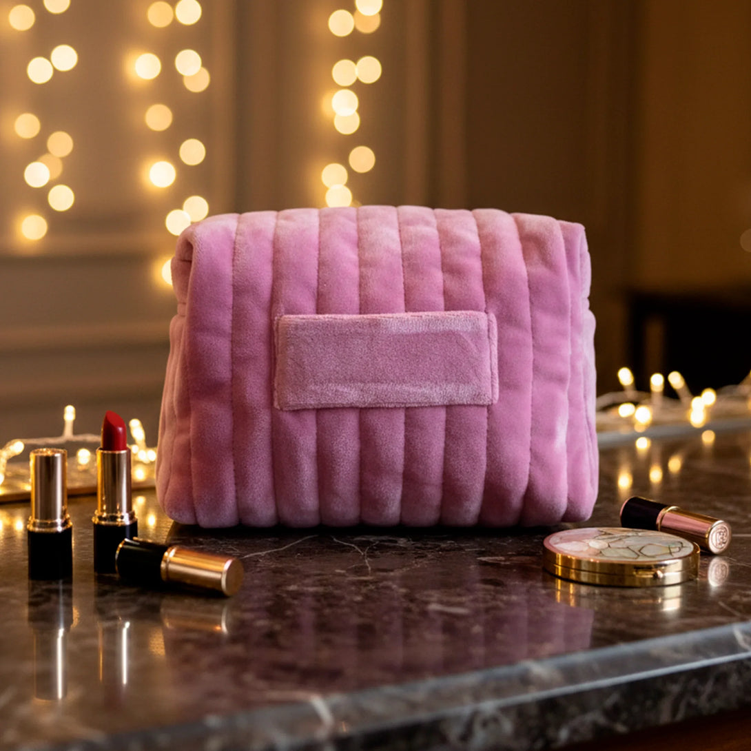 Personalized leather wallet and belt gift set for men on marble table with bokeh lights