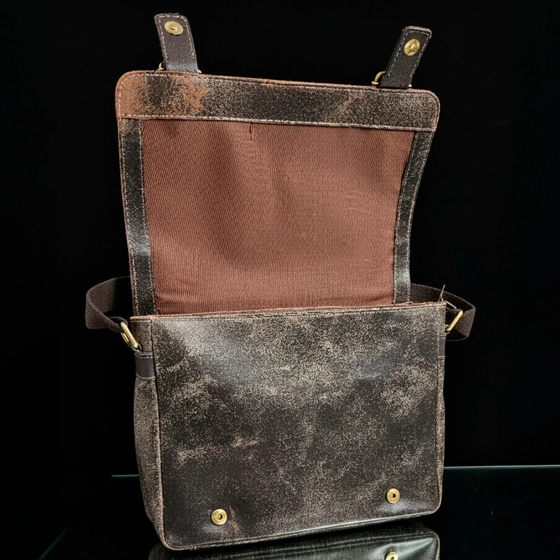 personalized leather wallet and belt gift set for men with brown interior and distressed black exterior